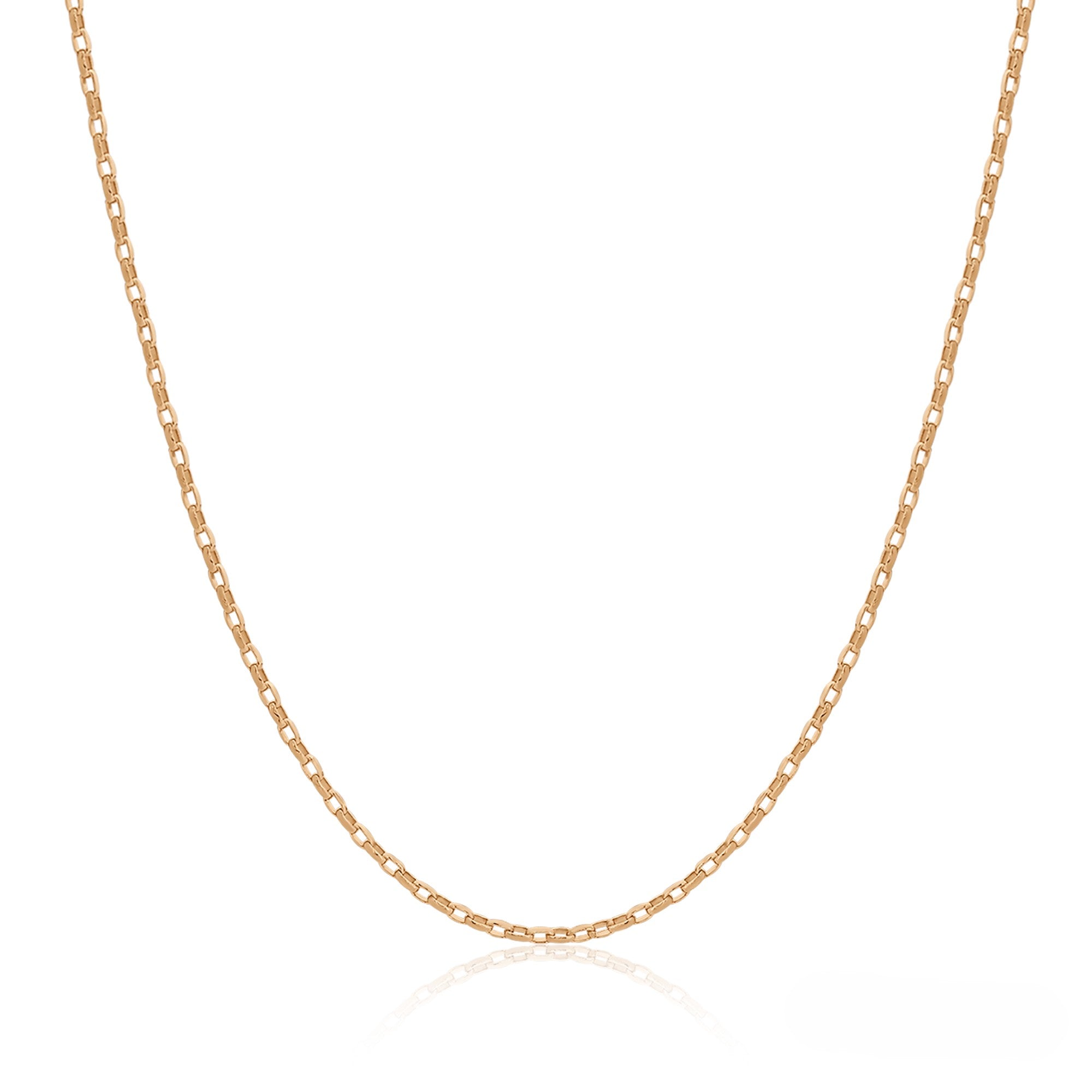 9ct Rose Gold Diamond Cut Oval Belcher Chain, 1.3mm, 50cm