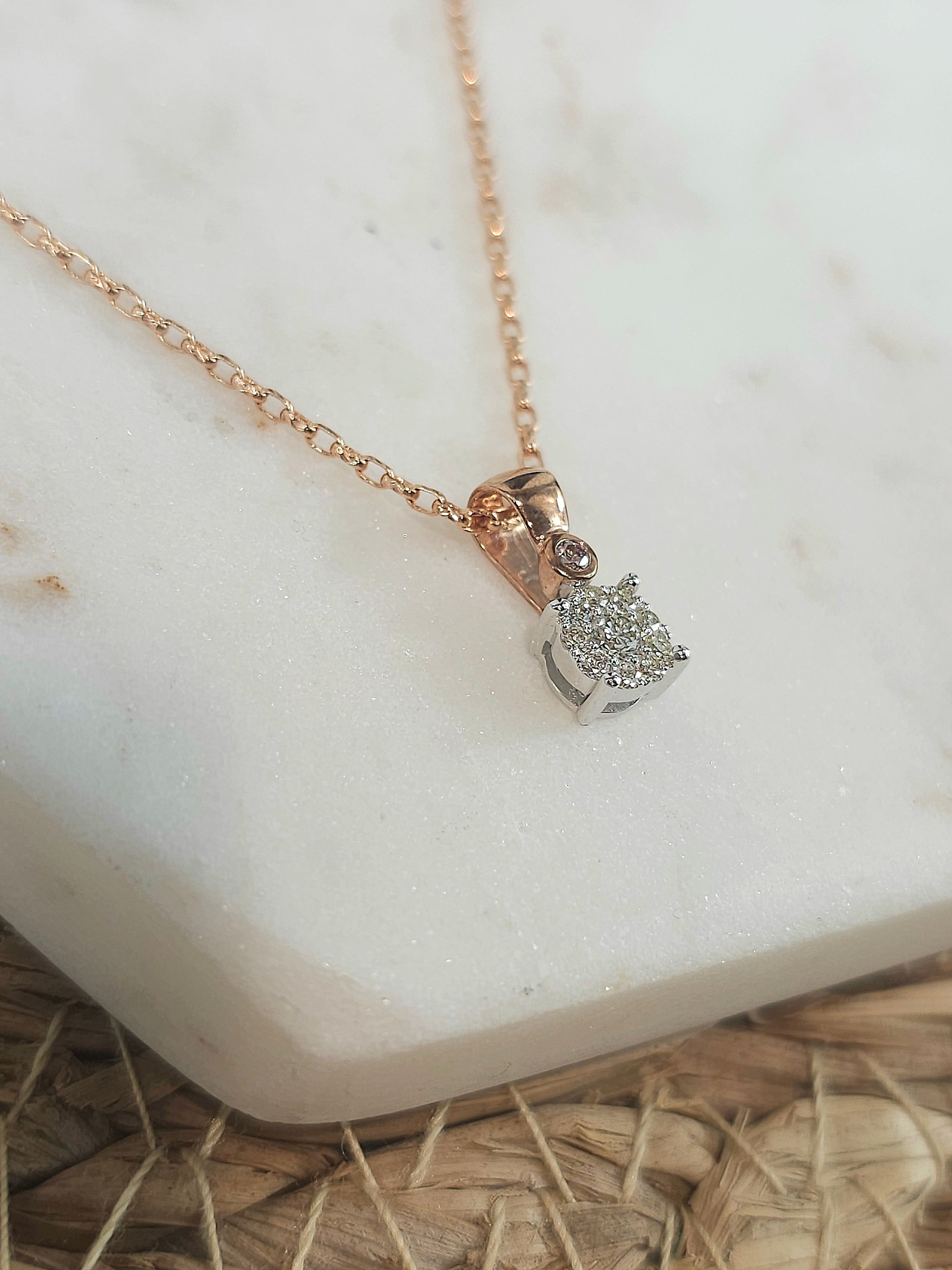 9ct Rose and White Gold 'Pink Caviar' Argyle Diamond Pendant, 0.165ct total