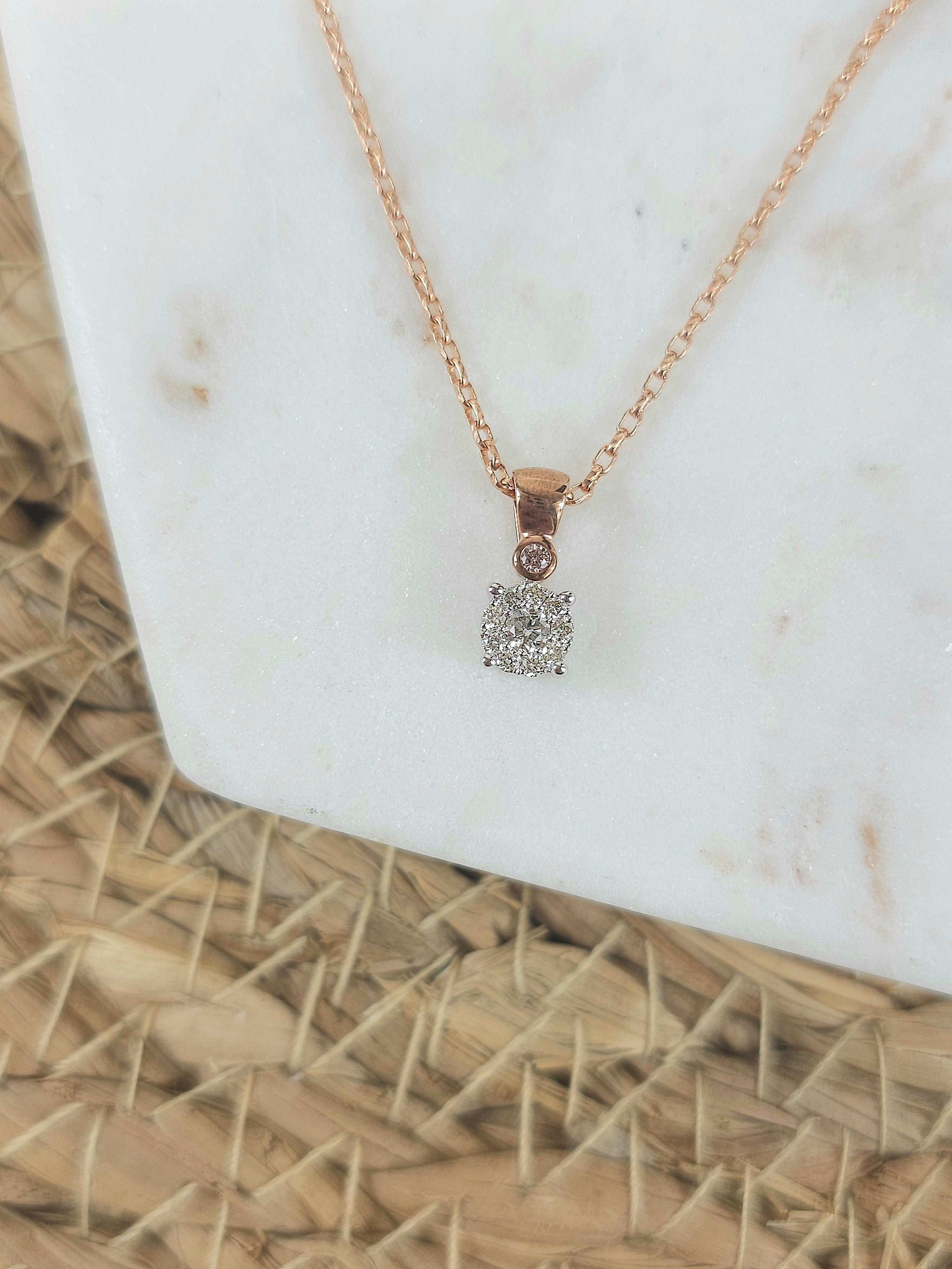 9ct Rose and White Gold 'Pink Caviar' Argyle Diamond Pendant, 0.165ct total