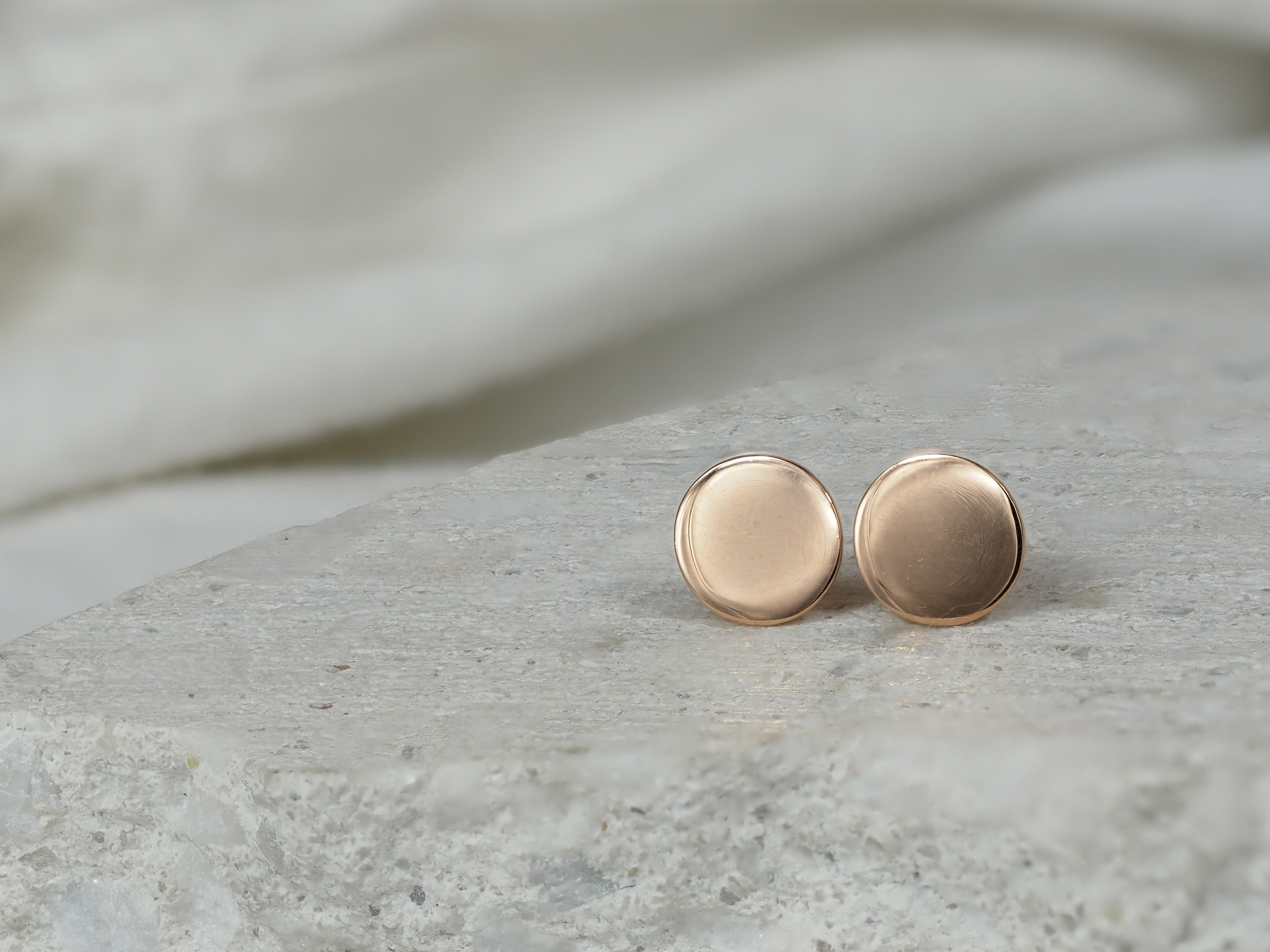 9ct Rose Gold Flat Round Disc Stud Earrings