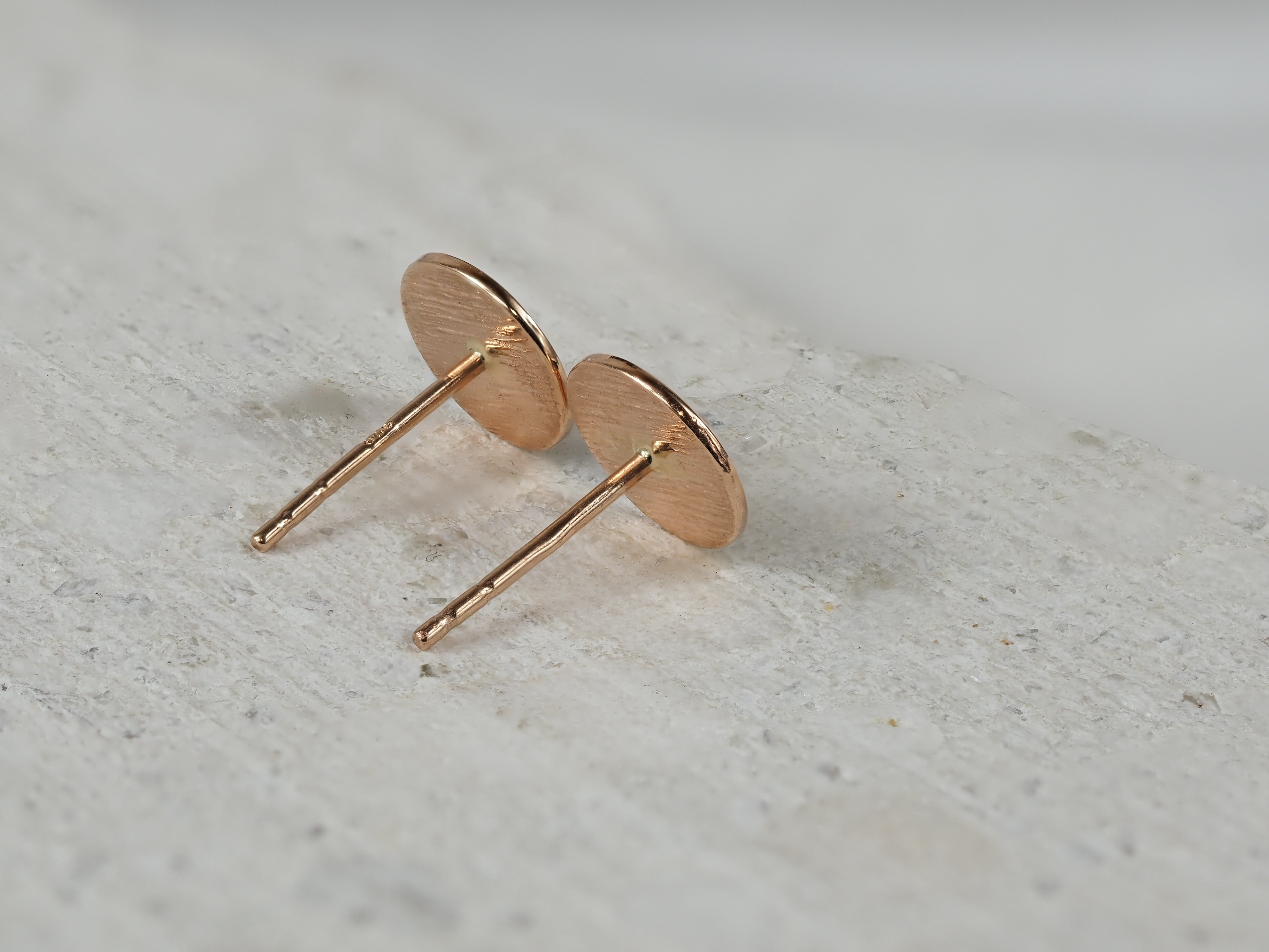 9ct Rose Gold Flat Round Disc Stud Earrings