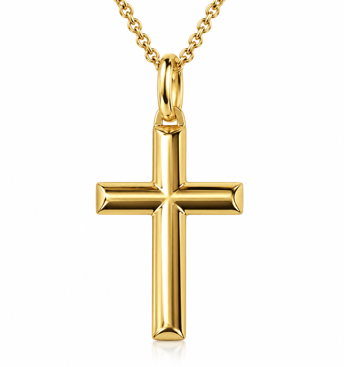 9ct Yellow Gold Domed Cross Pendant, 32mm