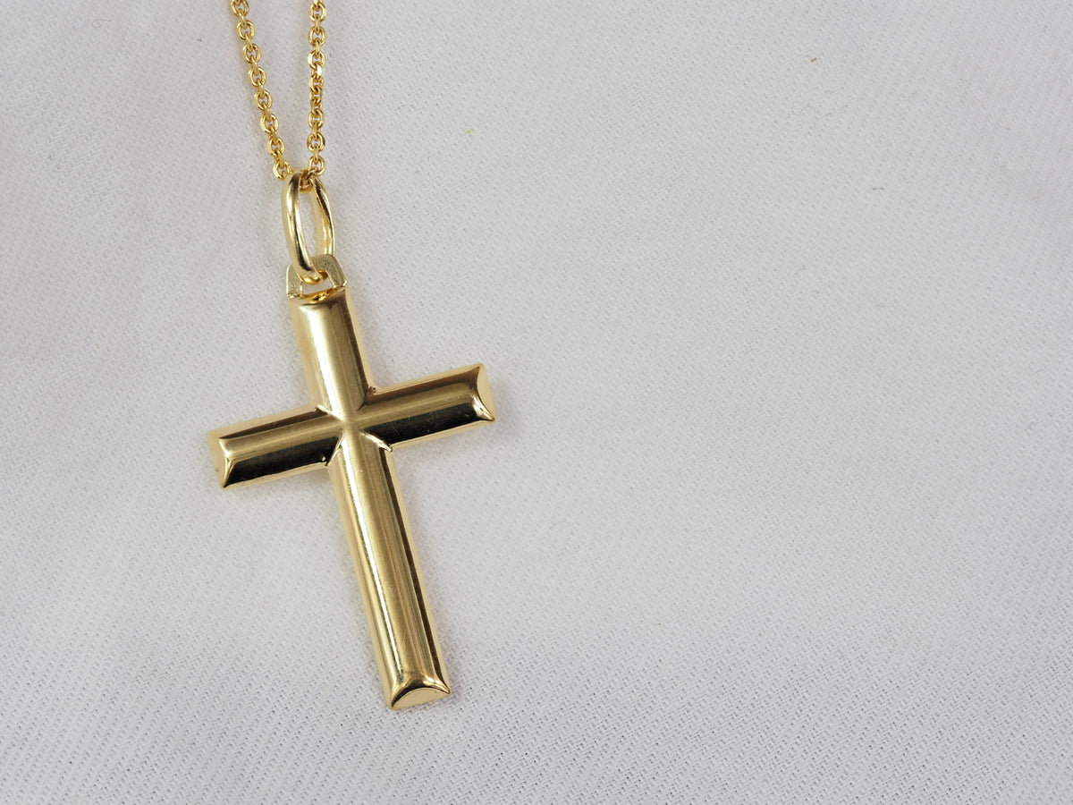 9ct Yellow Gold Domed Cross Pendant, 32mm