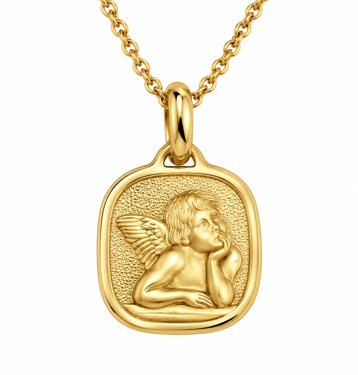 9ct Yellow Gold Angel Medallion, 14mm