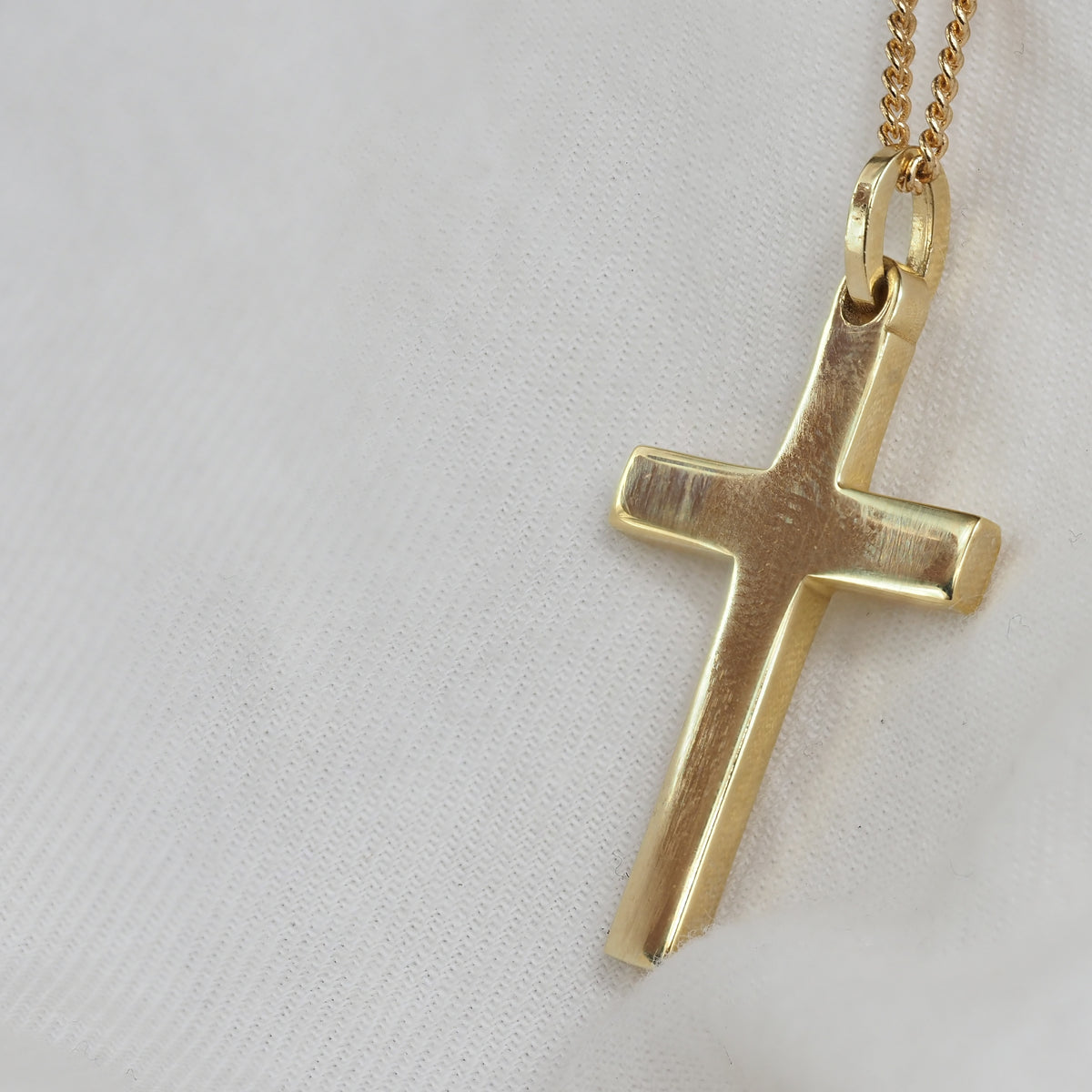 9ct Yellow Gold Plain Cross Pendant, 35mm