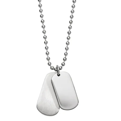 Stainless Steel Dog Tag pendants with Ball Chain, 55cm