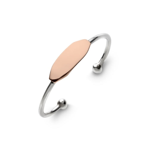 Sterling Silver Rose Gold Plated ID Cuff Bangle