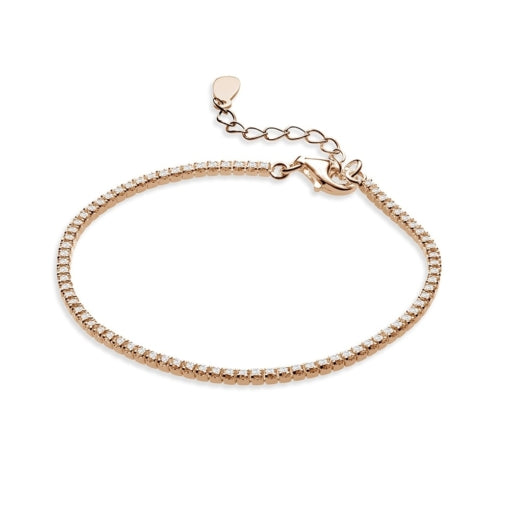 Sterling Silver Gold Plated Cubic Zirconia Tennis Bracelet, 19cm