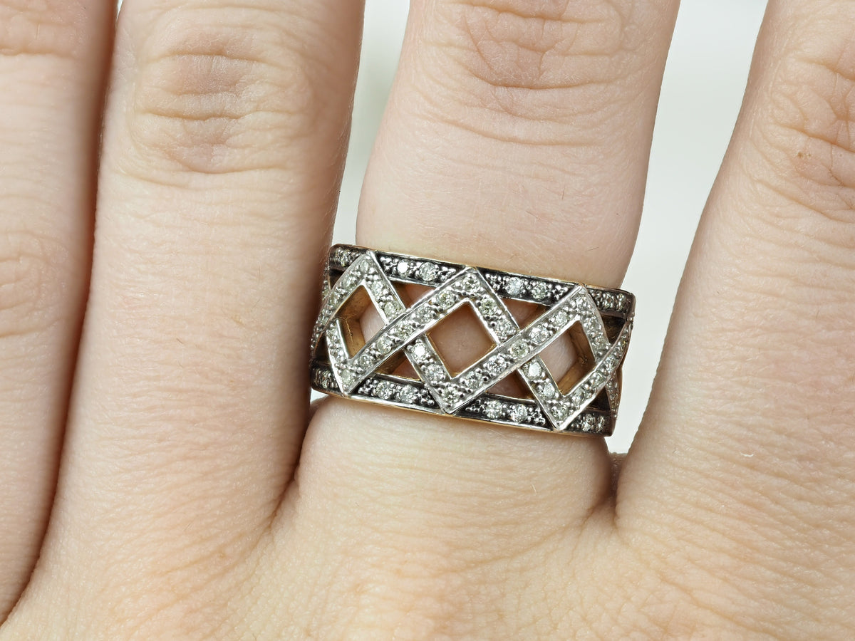 9ct Yellow Gold Diamond Bead Set Ring