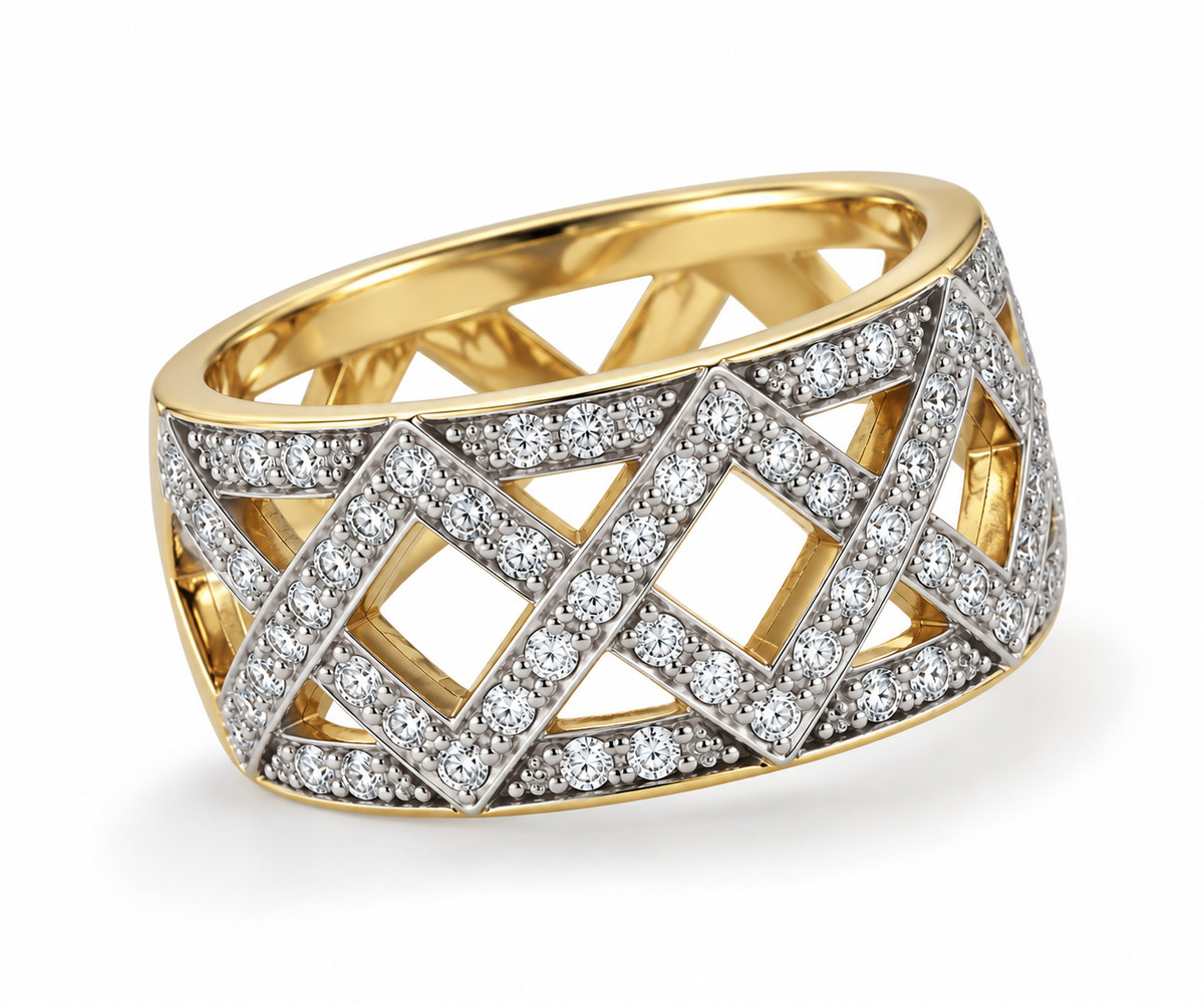 9ct Yellow Gold Diamond Bead Set Ring
