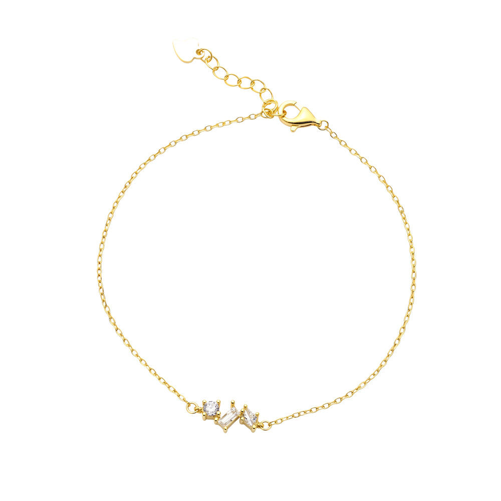 Solv Sterling Silver Gold-Plated Tri-Style Cubic Zirconia Bracelet
