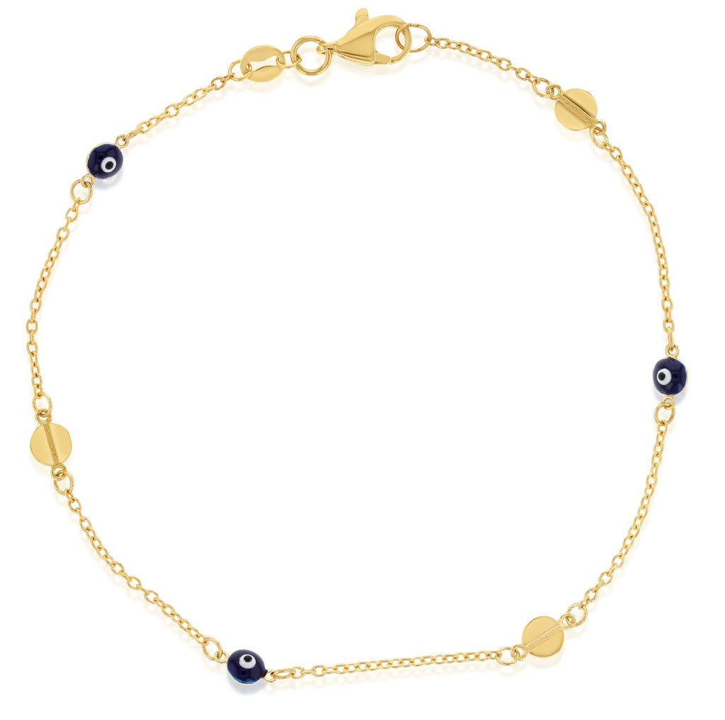 9ct Yellow Gold Evil Eye Bracelet