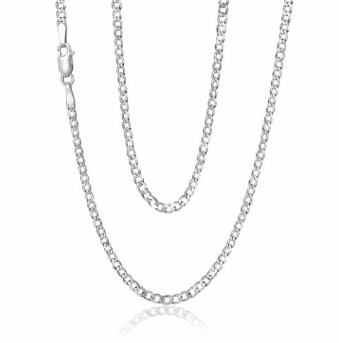 9ct White Gold Diamond Cut Rada Chain, 2.4mm, 50cm