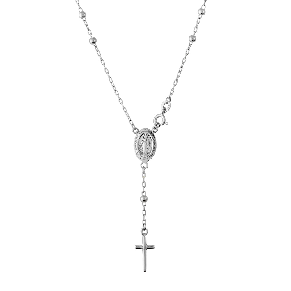 Sterling Silver Rosary Necklet, 45cm
