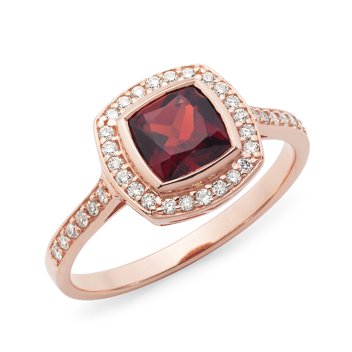 9ct Rose Gold Garnet and Diamond Ring