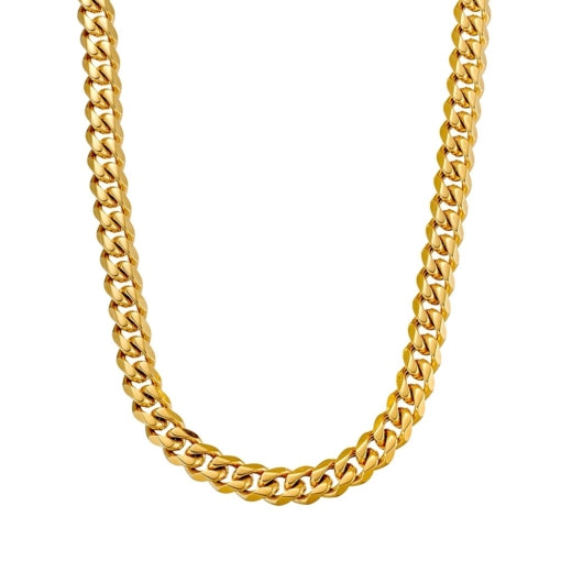 Stainless Steel Gold Plated Cuban Link Chain, 70cm