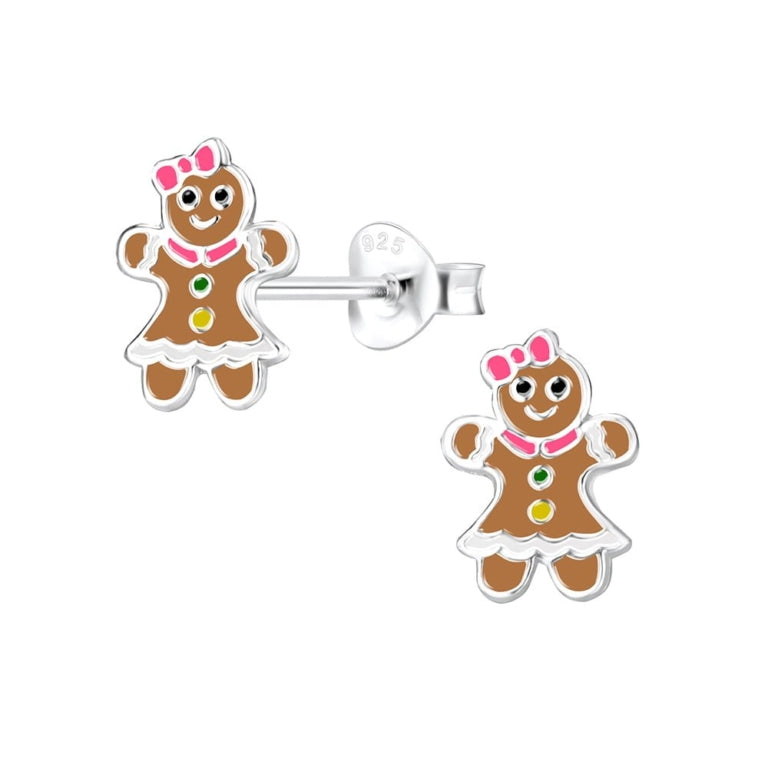 Sterling Silver Gingerbread Stud Earrings