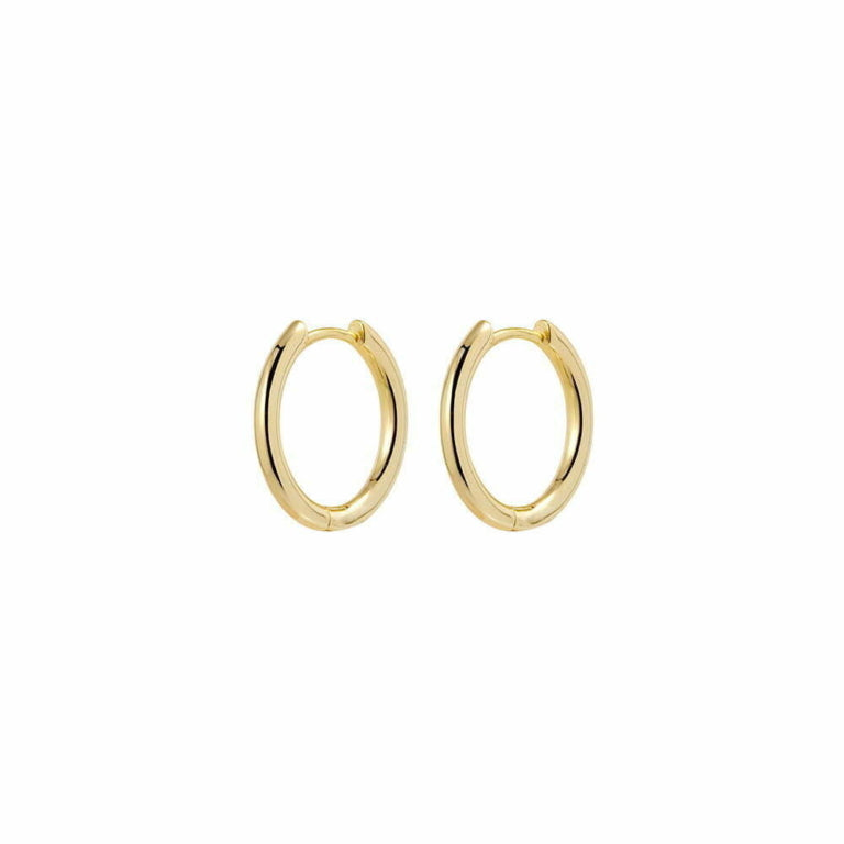 Sterling Silver Gold Plated Huggie Earrings, 15mm