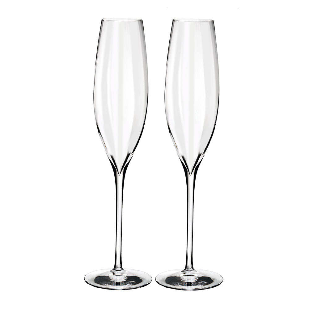 Waterford Crystal Elegance Optic Classic Champagne Flute Pair