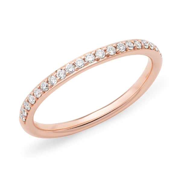 9ct Rose Gold Bead Set Diamond band, equaling 0.21ct