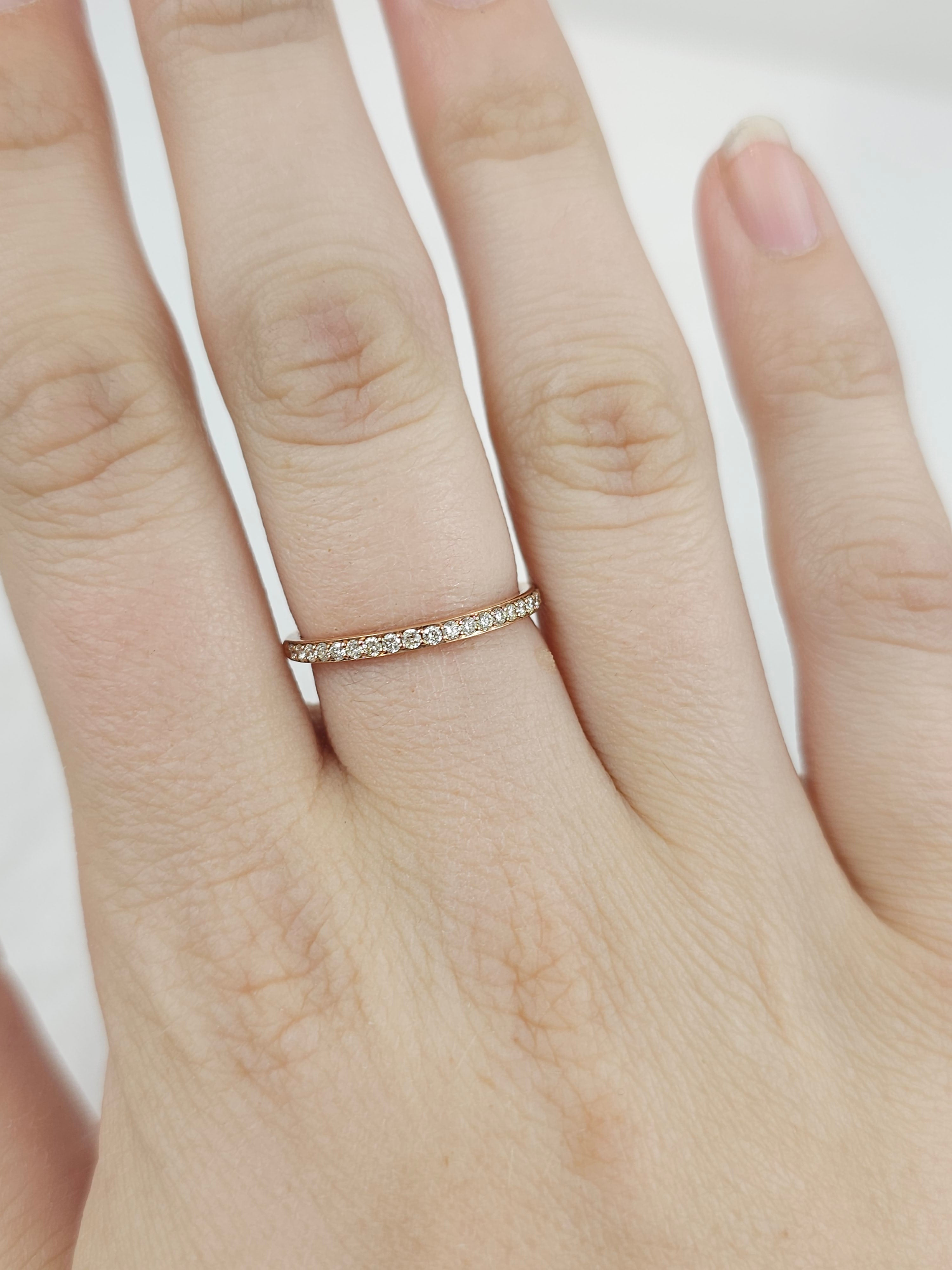 9ct Rose Gold Bead Set Diamond band, equaling 0.21ct