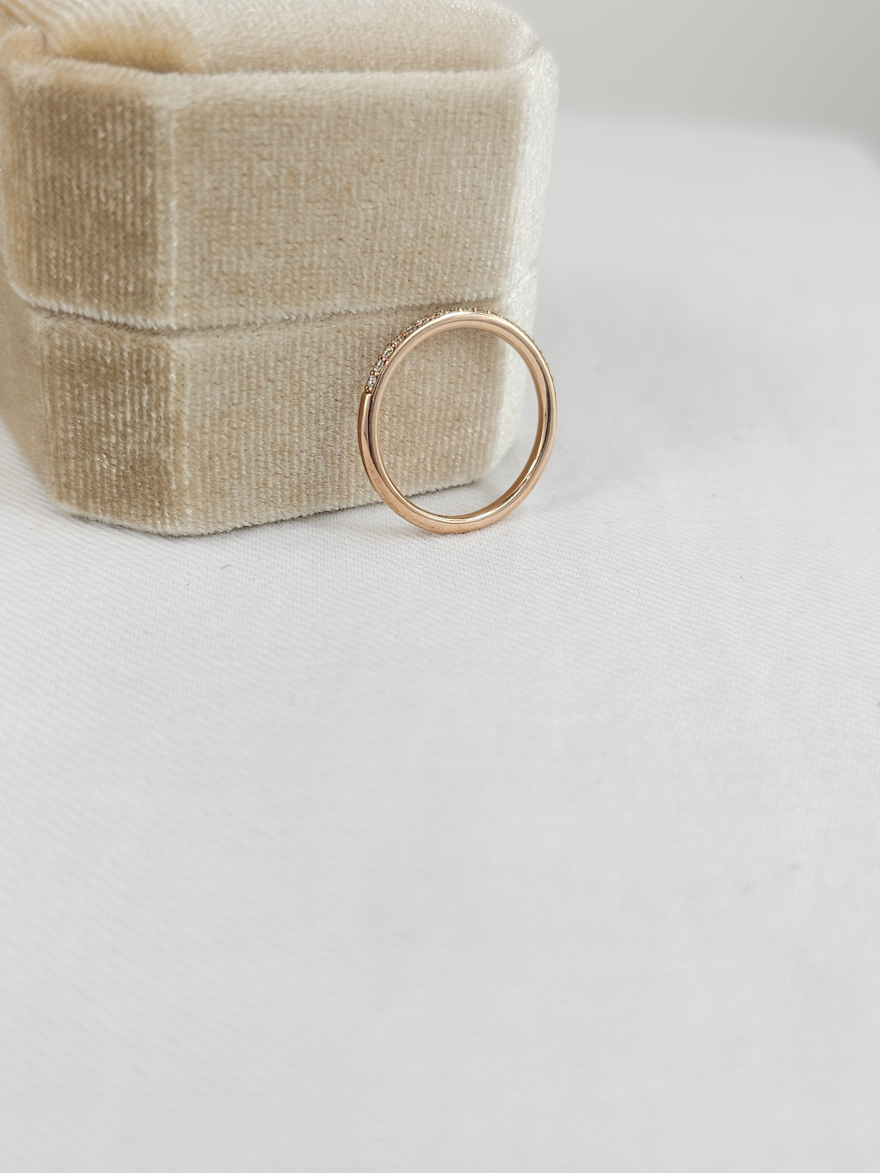 9ct Rose Gold Bead Set Diamond band, equaling 0.21ct