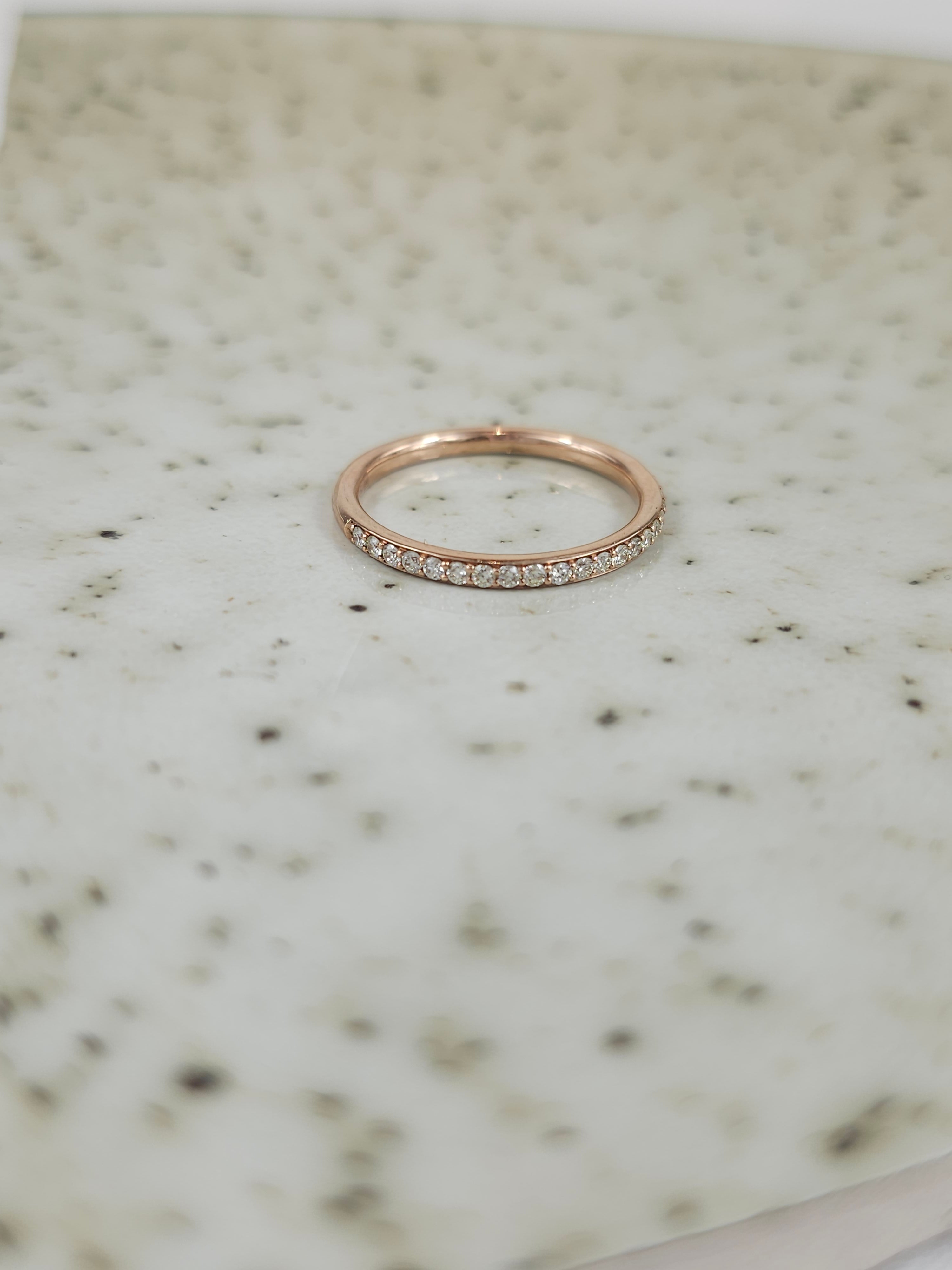 9ct Rose Gold Bead Set Diamond band, equaling 0.21ct