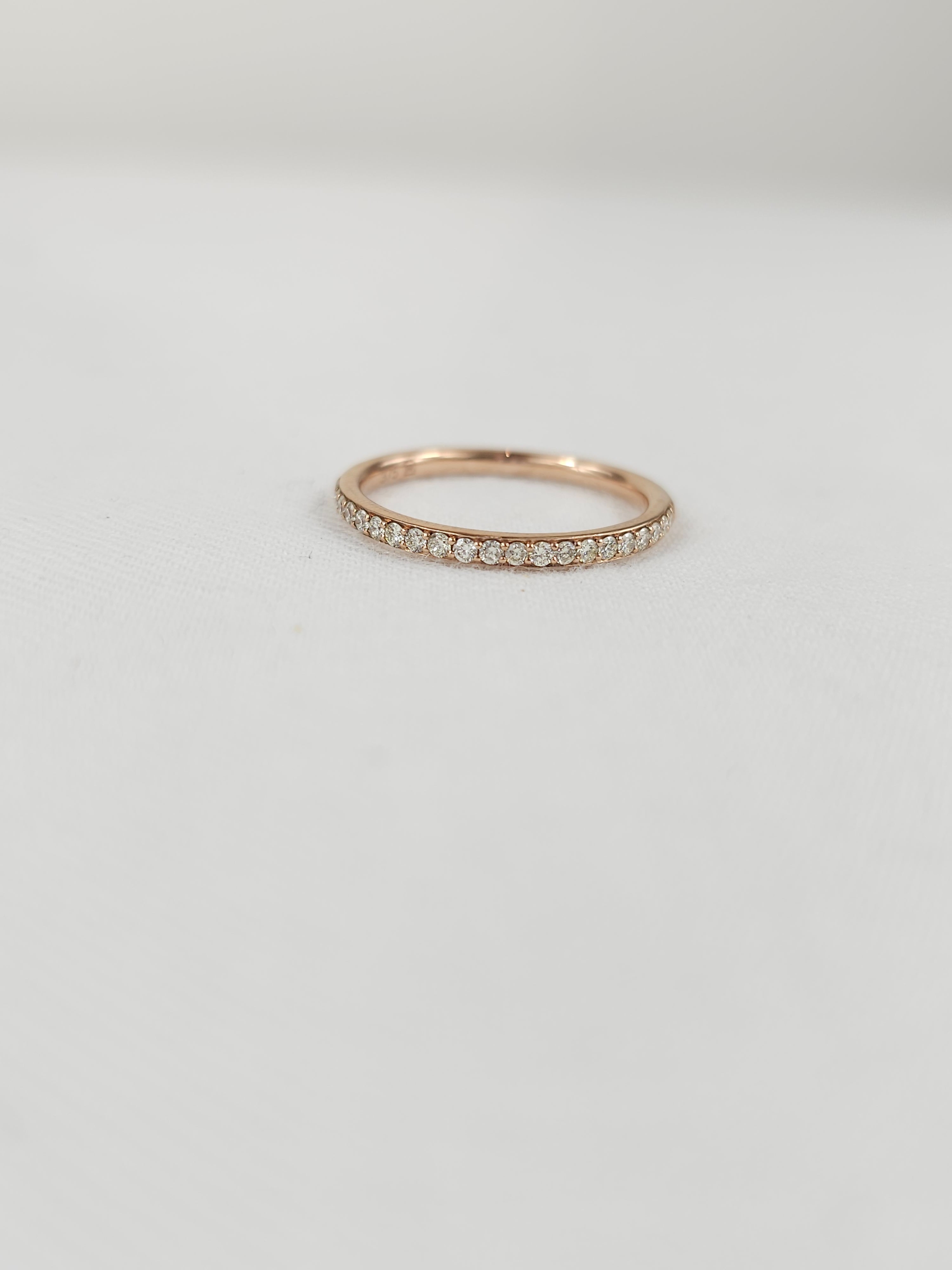 9ct Rose Gold Bead Set Diamond band, equaling 0.21ct