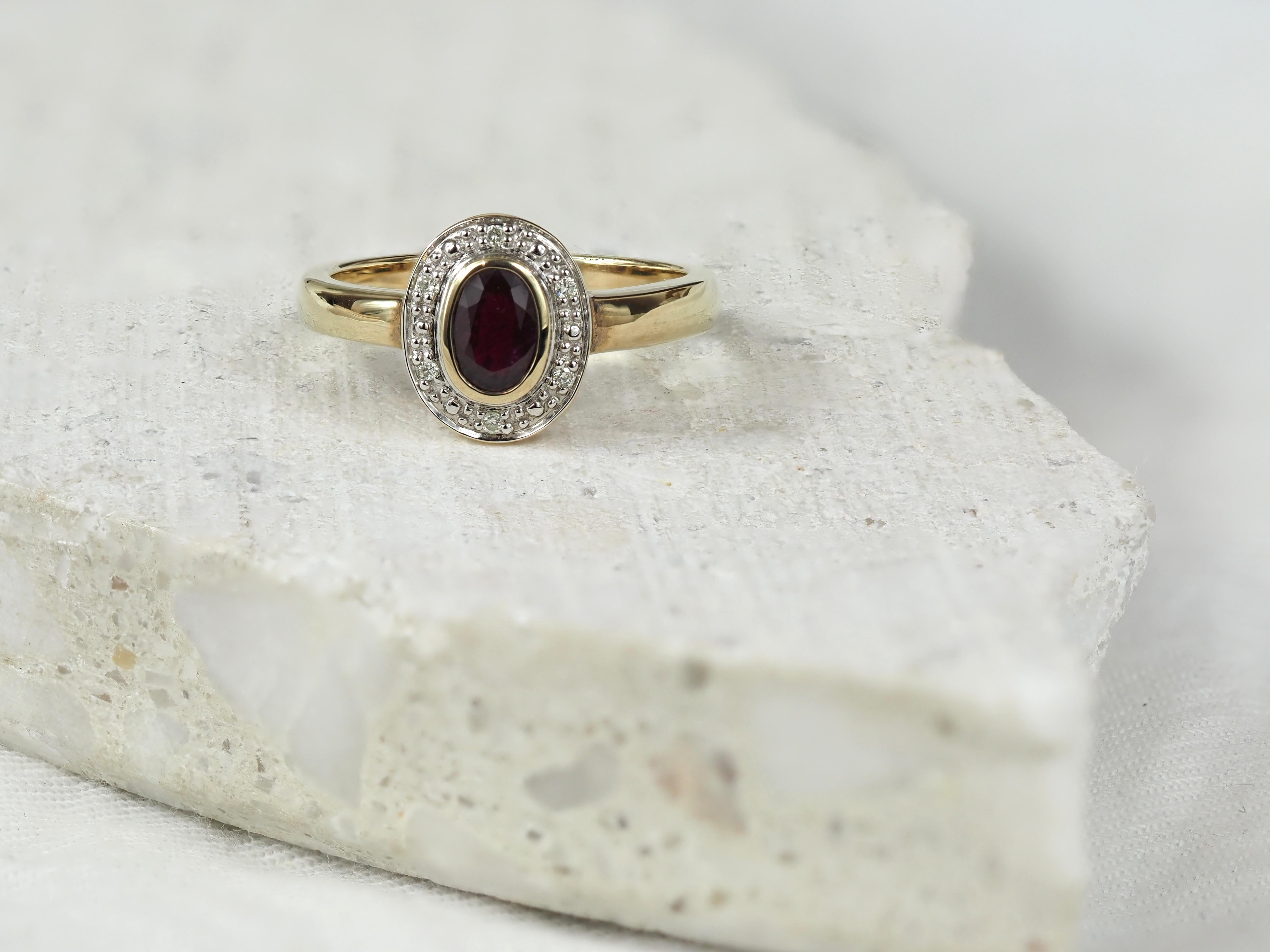 9ct Yellow Gold Ruby and Diamond ring