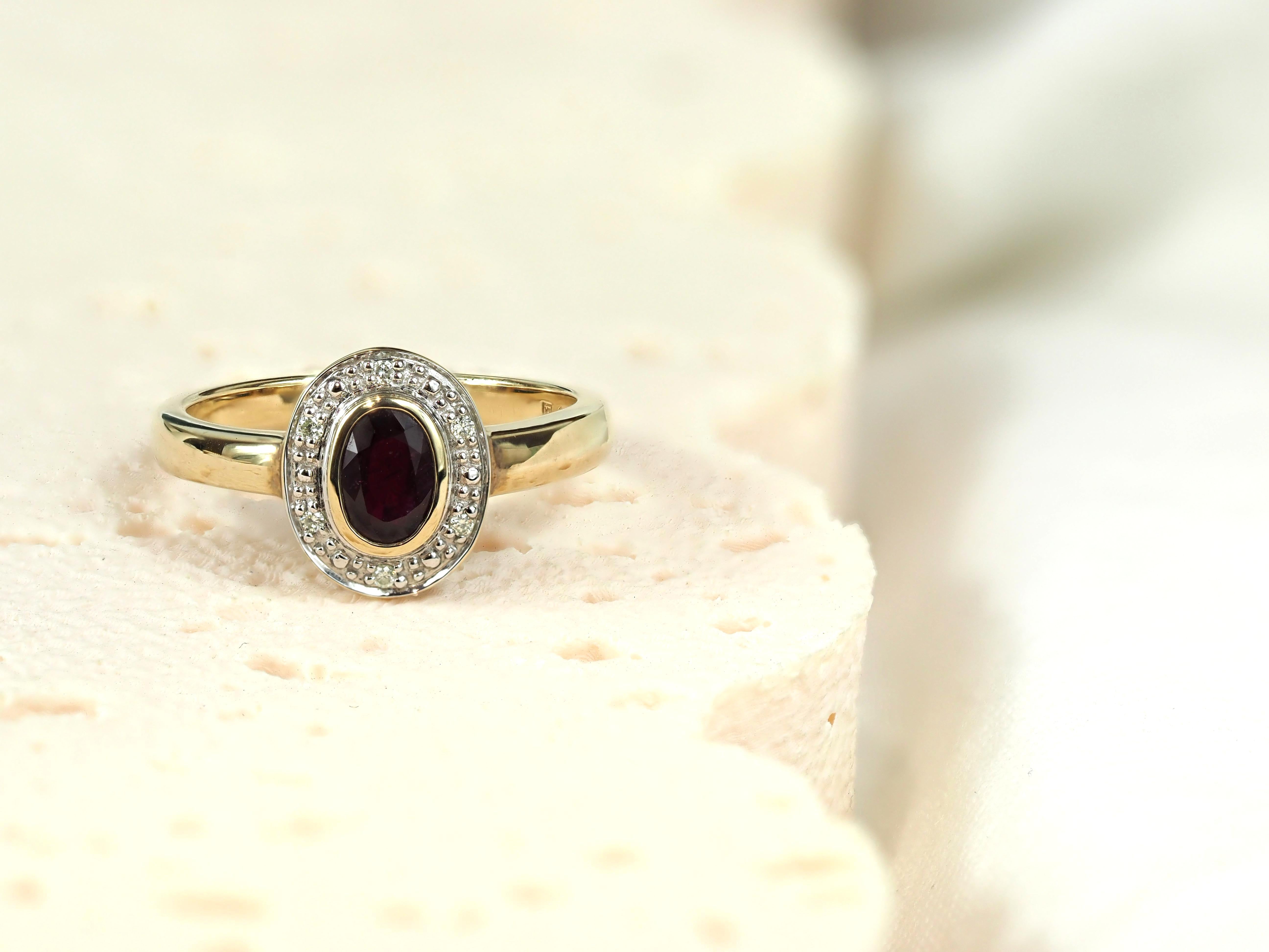 9ct Yellow Gold Ruby and Diamond ring