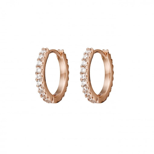 Sterling Silver Gold Plated Cubic Zirconia Huggie Earrings