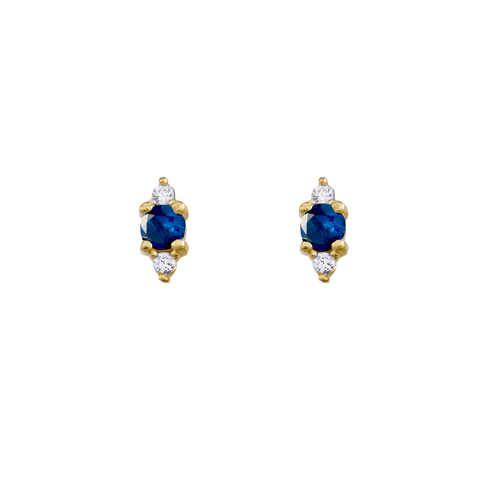 Solv Sterling Silver Gold-Plated Blue and White Cubic Zirconia Stud Earrings
