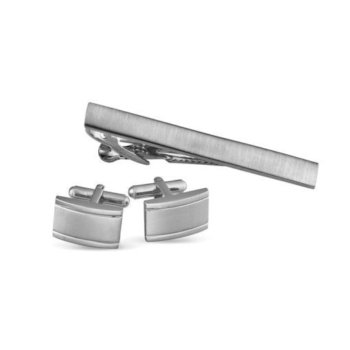 Stainless Steel Tie Bar and Cufflink Set