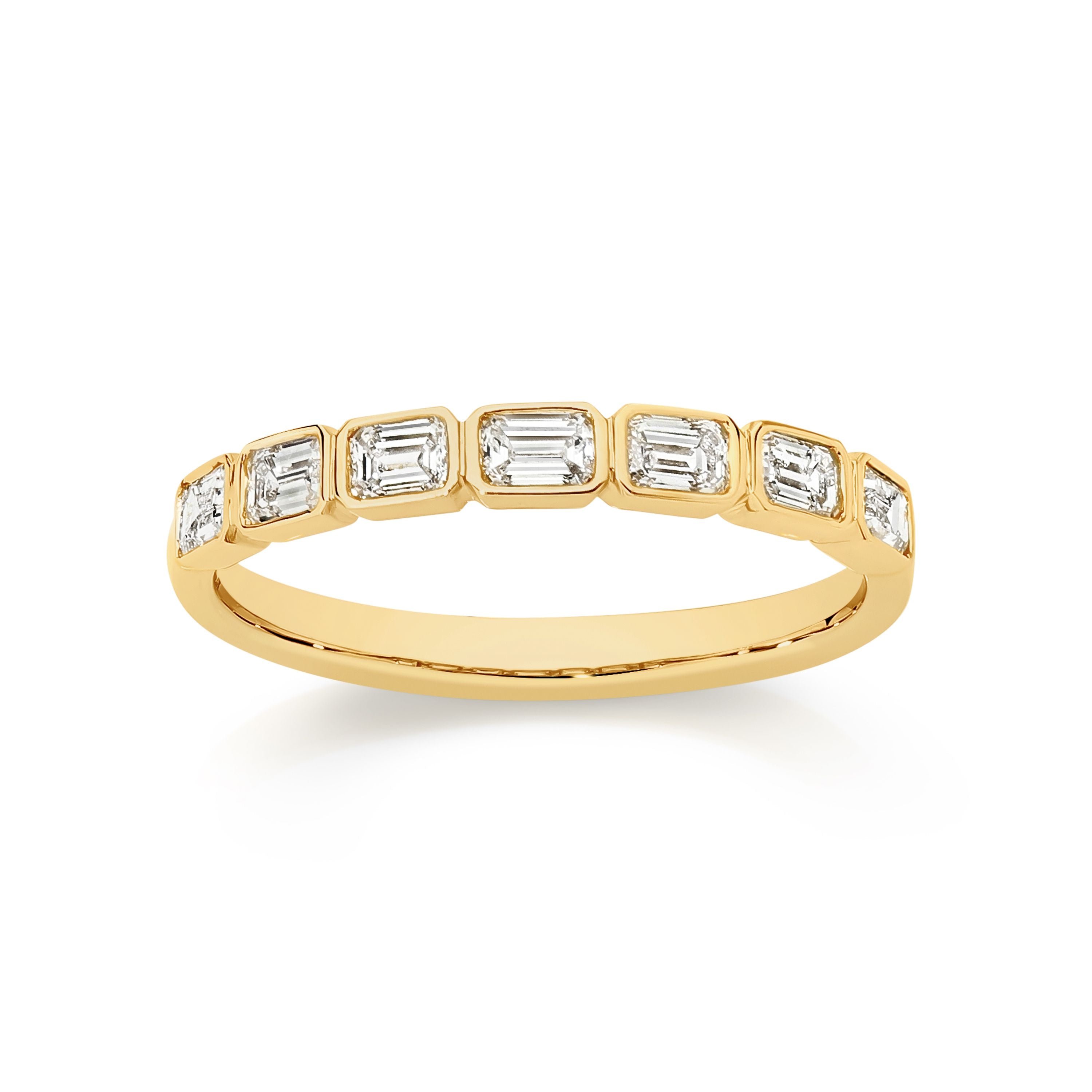 9ct Yellow Gold Emerald Cut Lab-Grown Diamond Ring, 0.70ct Total