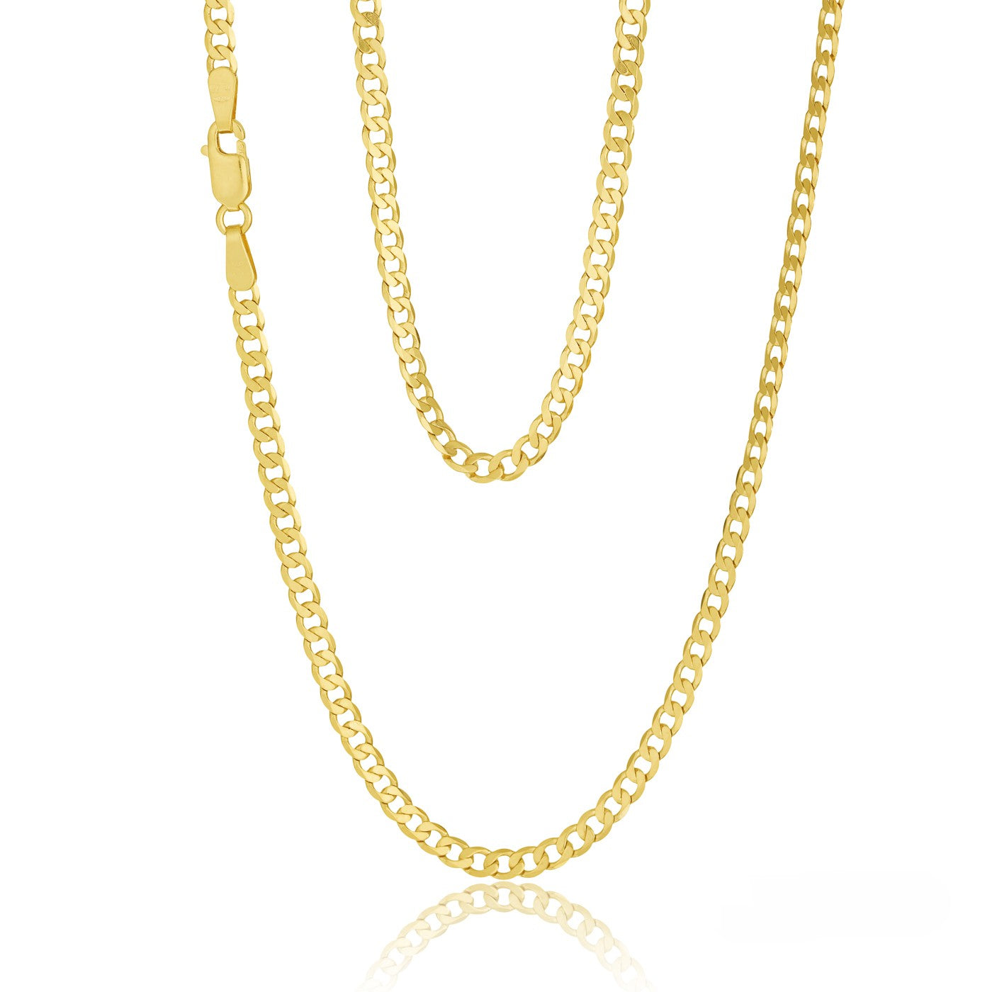 9ct Yellow Gold Superlight Grunmetta Curb Link, 1.85mm, 50cm