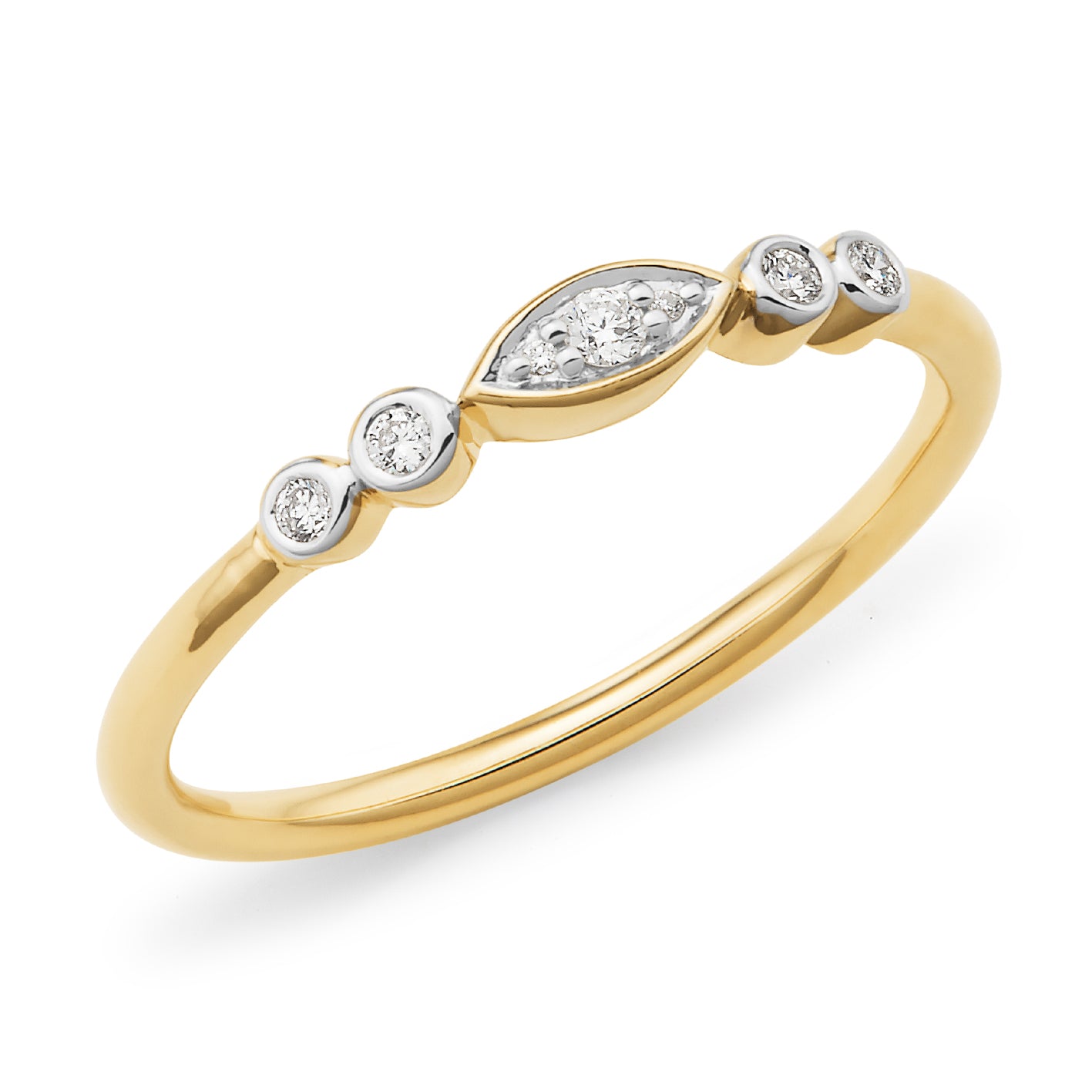 9ct Yellow Gold Diamond Stacker Ring