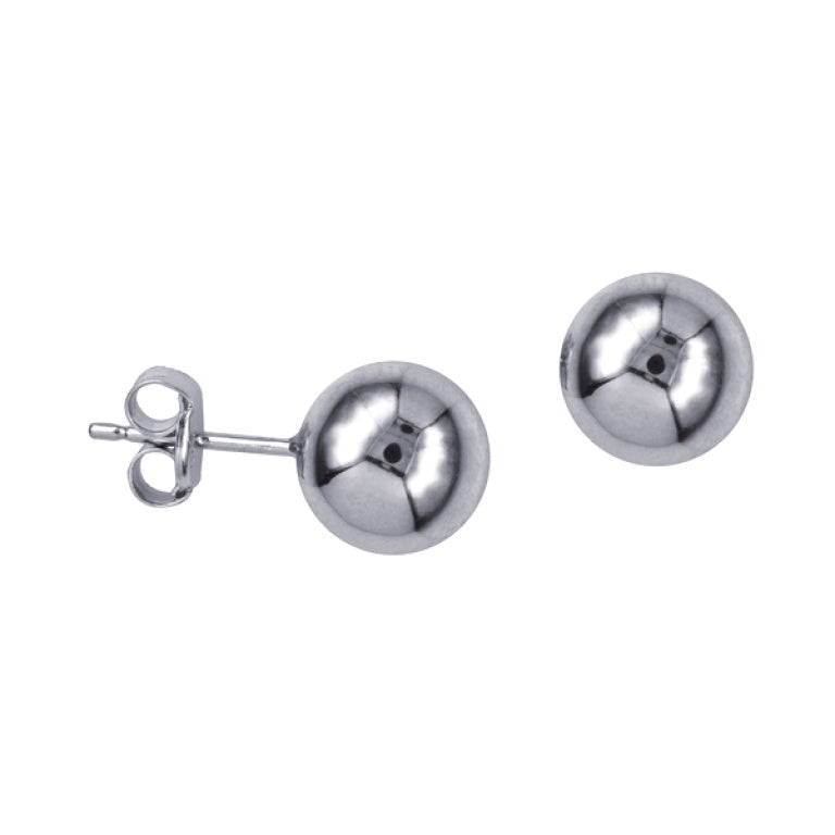 9ct White Gold 8mm Ball Stud Earrings