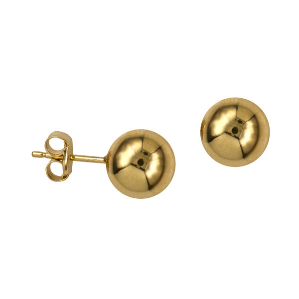 9ct Yellow Gold 8mm Ball Stud Earrings
