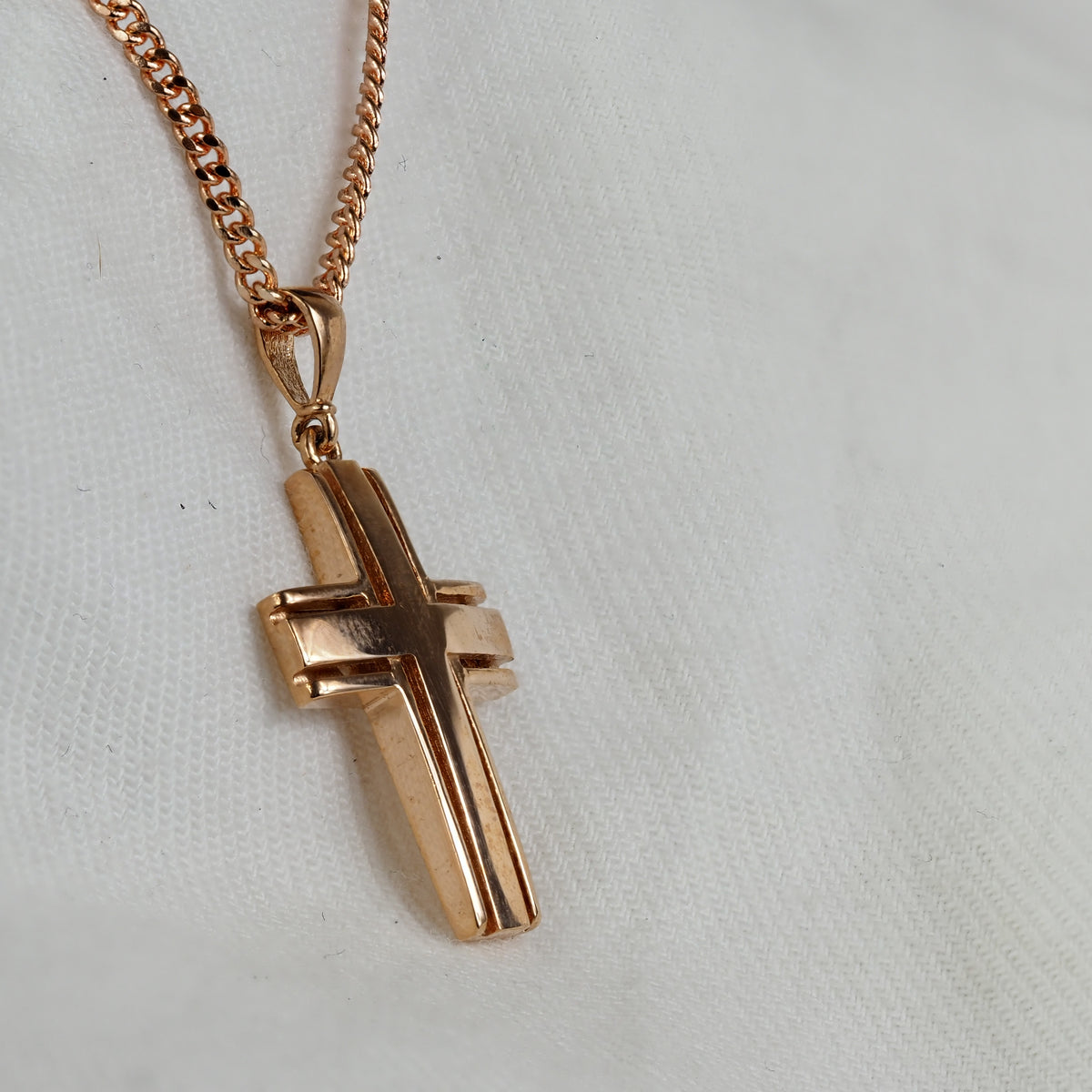 9ct Rose Gold Faceted Cross Pendant