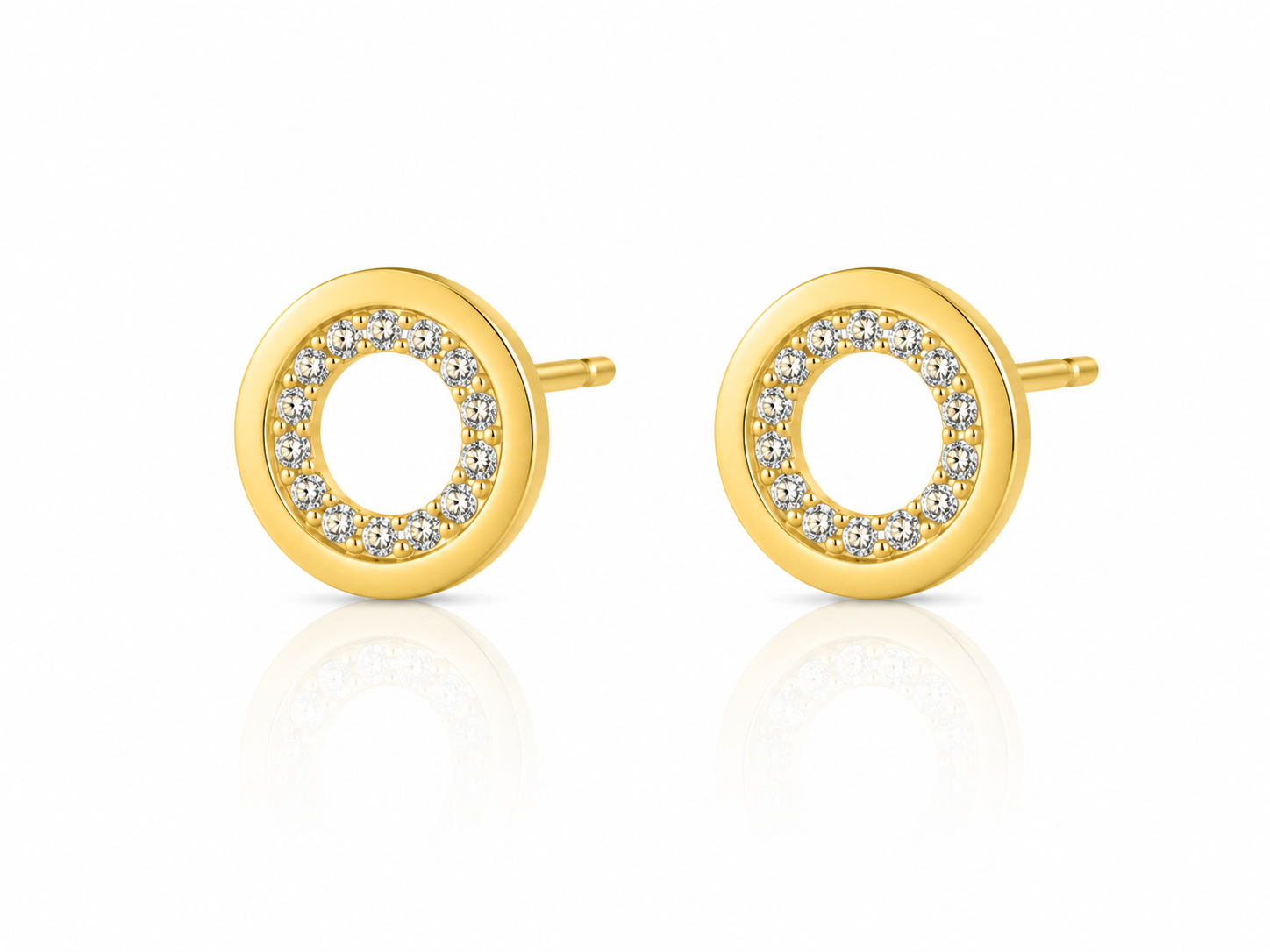 9ct Yellow Gold Circle Stud Earrings