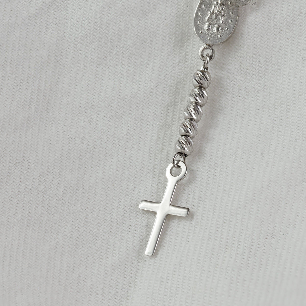 9ct White Gold Rosary Necklet