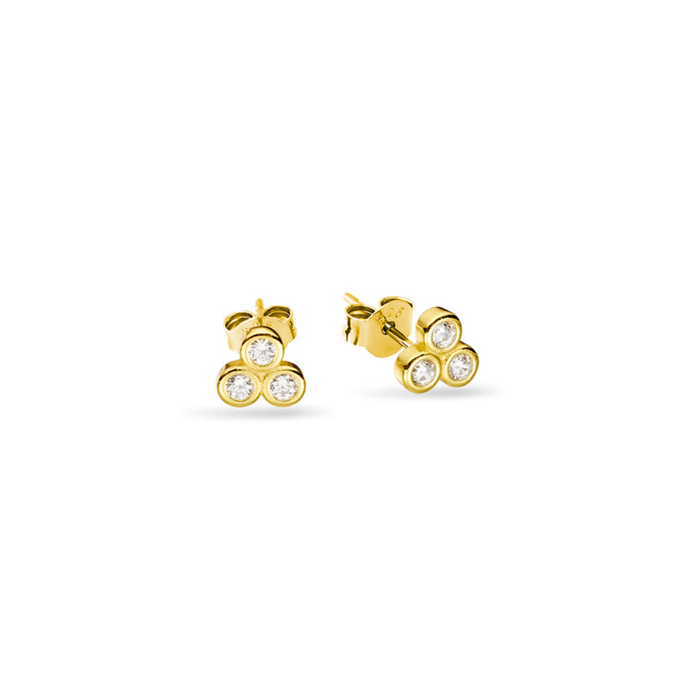 Sterling Silver Gold Plated Cubic Zirconia Stud Earrings