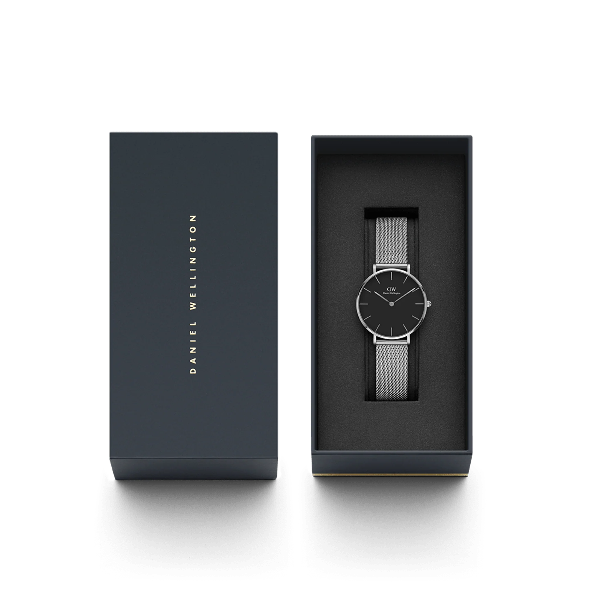 Daniel Wellington Petite 36 Sterling Silver and Black Watch