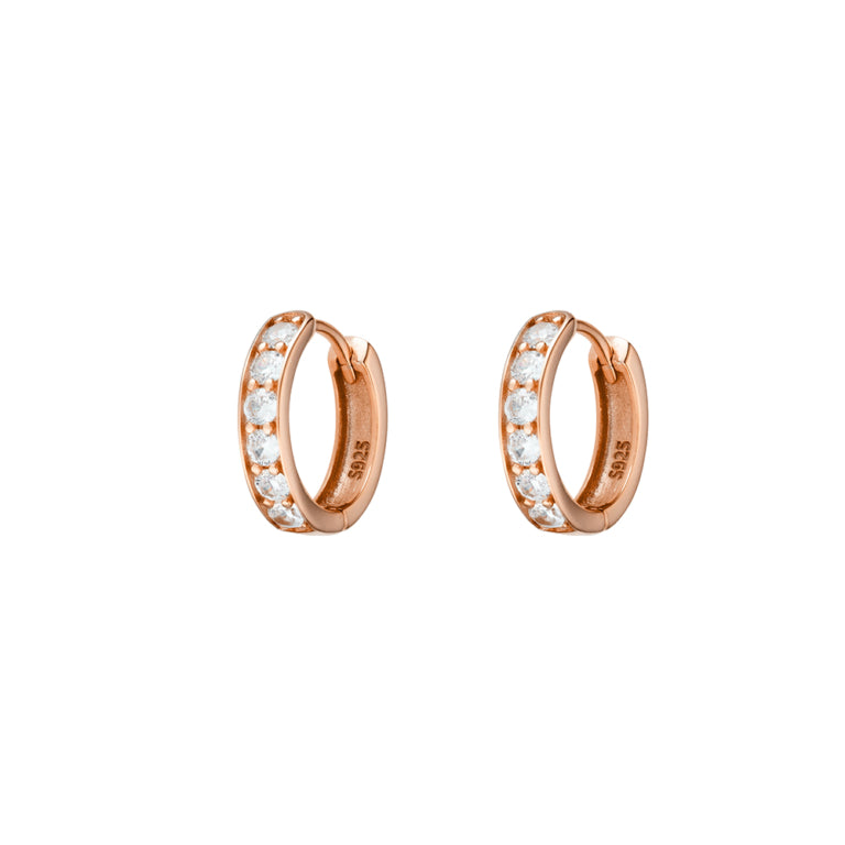 Sterling Silver Gold Plated Cubic Zirconia Huggie Earrings