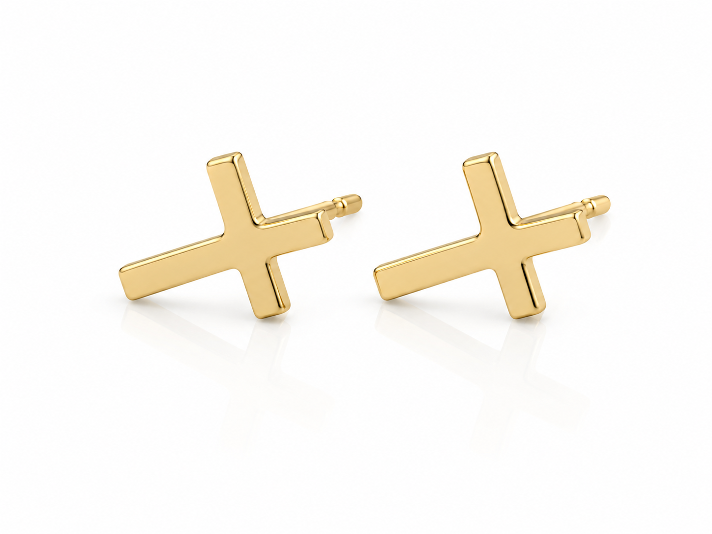 9ct Yellow Gold Cross Stud Earrings