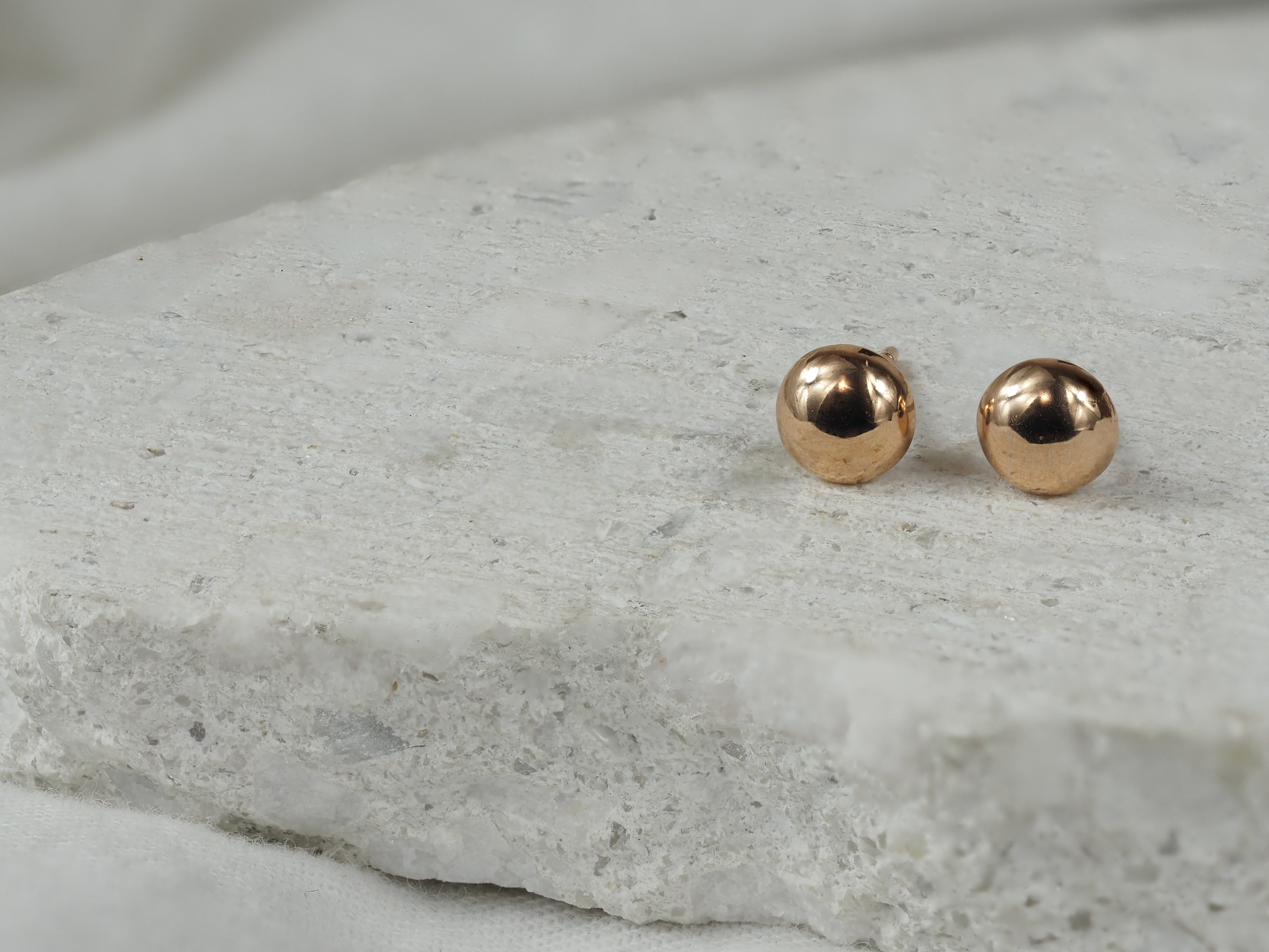 9ct Rose Gold Button Stud Earrings