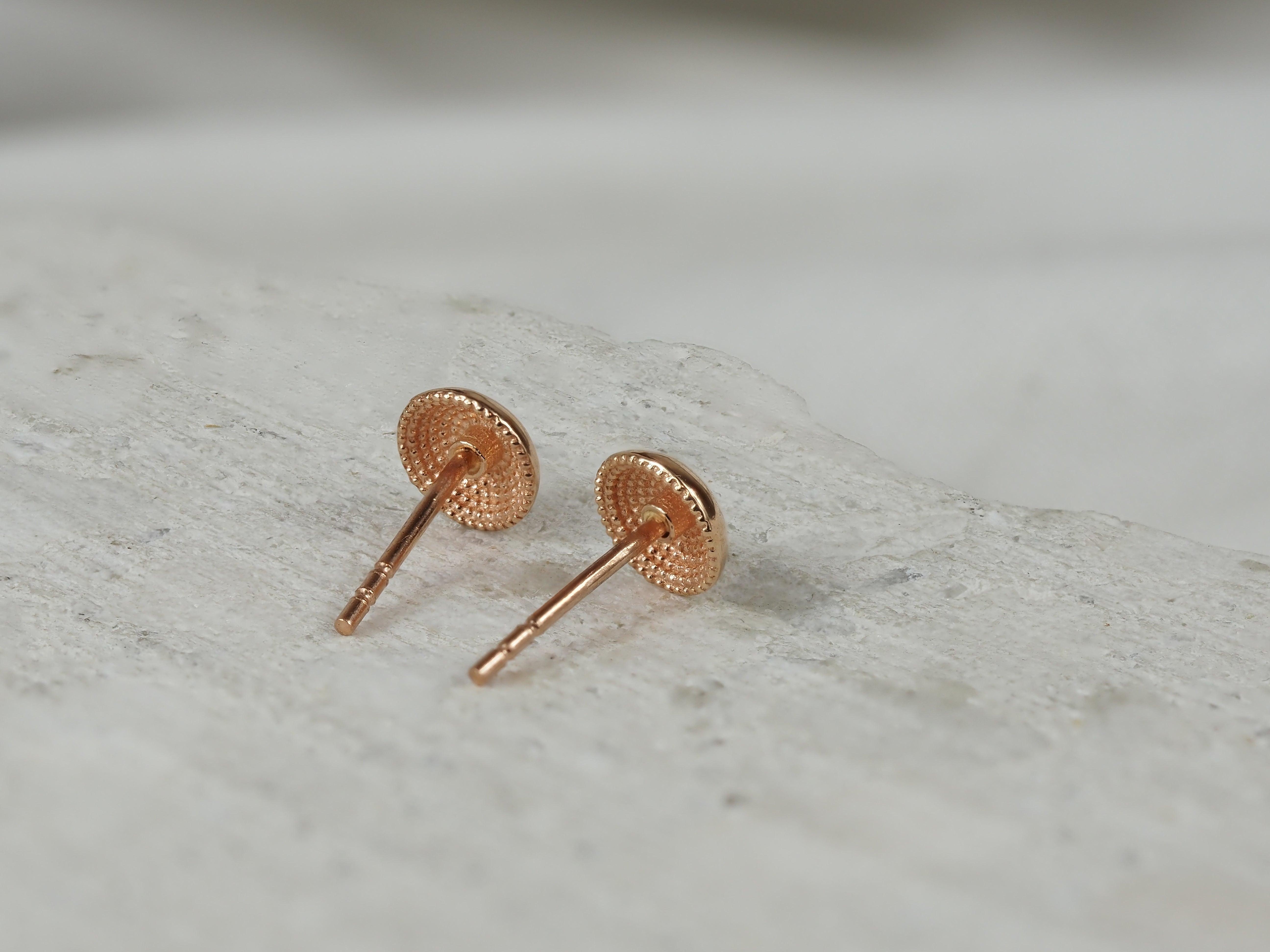 9ct Rose Gold Button Stud Earrings