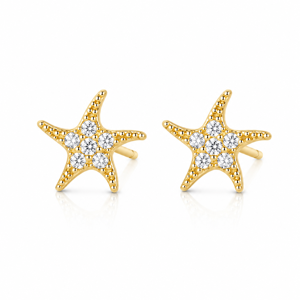 9ct Yellow Gold Starfish Stud Earrings