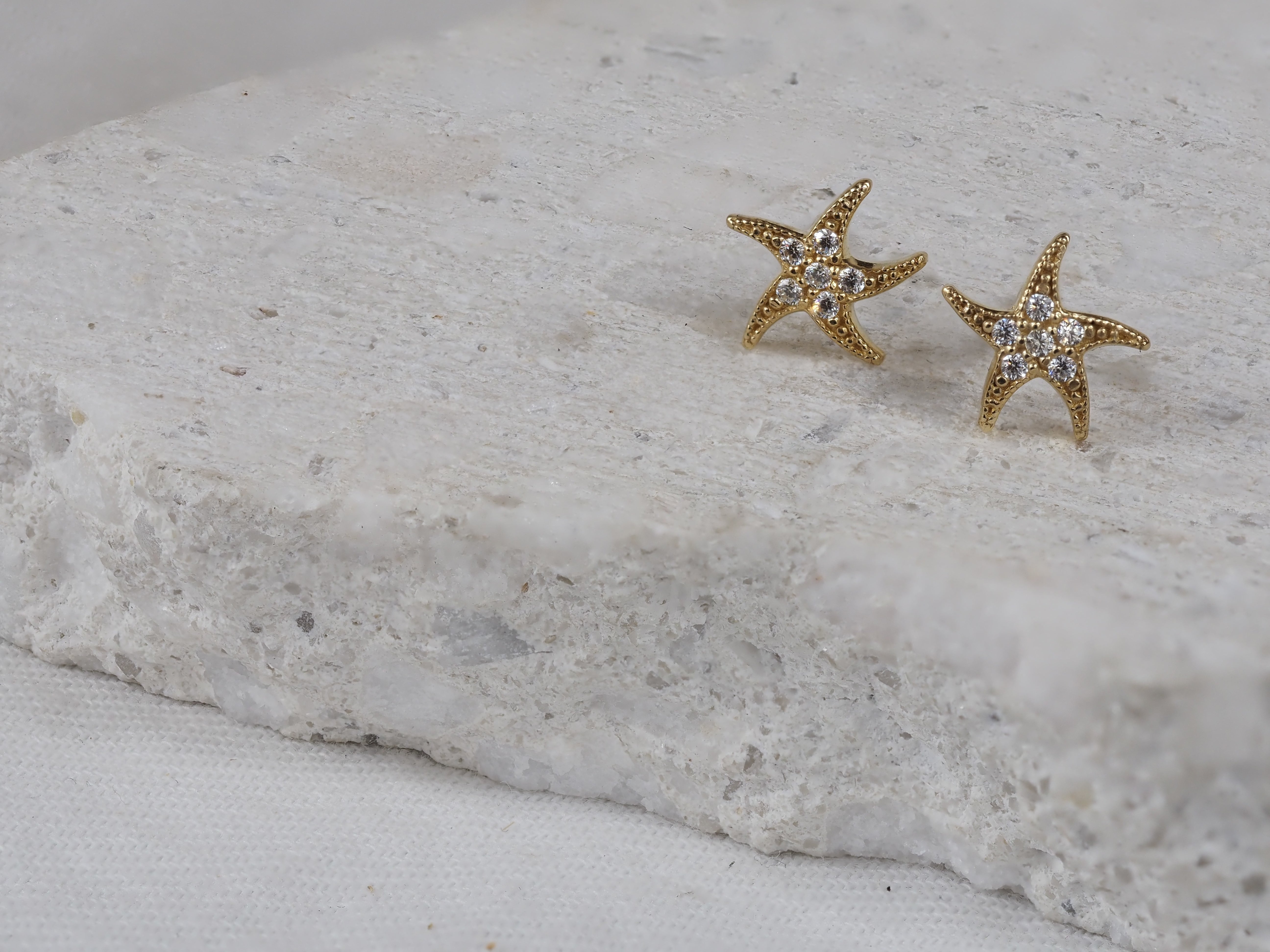 9ct Yellow Gold Starfish Stud Earrings