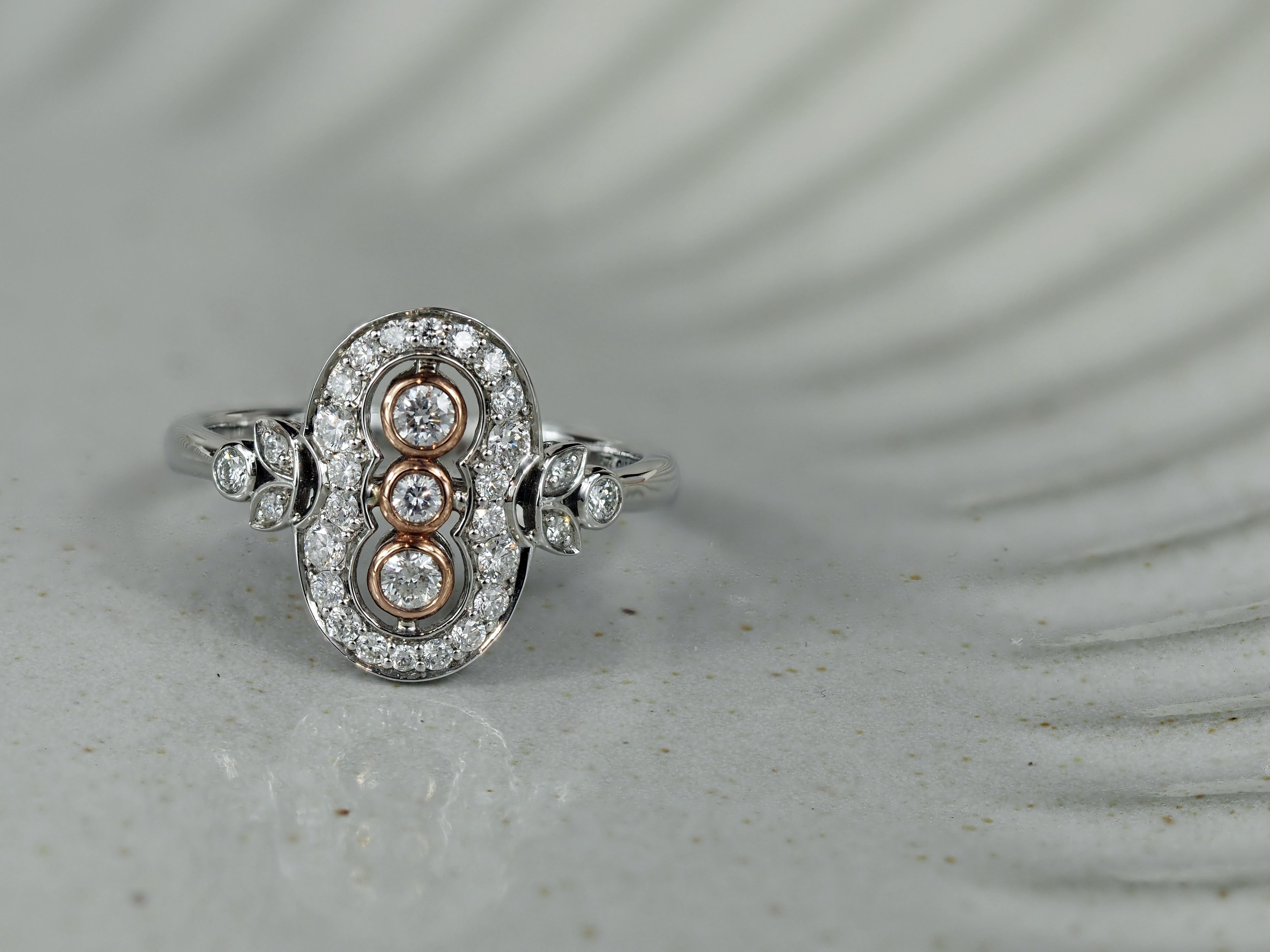 9ct Rose and White Gold Diamond dress ring